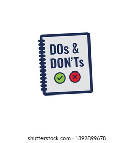 Do's and Don't or Good and Bad Icons with Positive and Negative Symbols