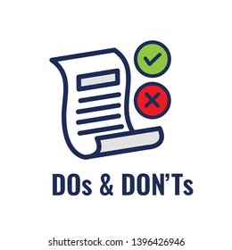 Do's and Don't or Good and Bad Icons with Positive and Negative Symbols