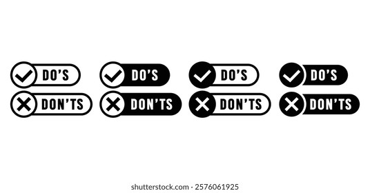 dos and dont icon vector design speech bubble chat black white color illustration template isolated