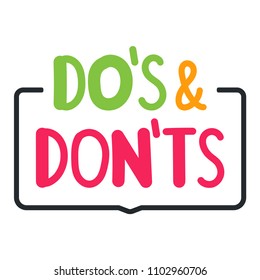 Do's & don'ts. Badge, icon. Flat vector illustration on white background. 