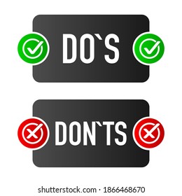 Dos and Donts banner. Approved and Rejected. Positive feedback concept. Flat banner. Vector illustration.