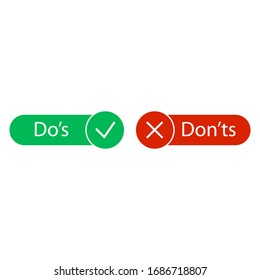 Do's and Don'ts 
button,  cross and check mark icons