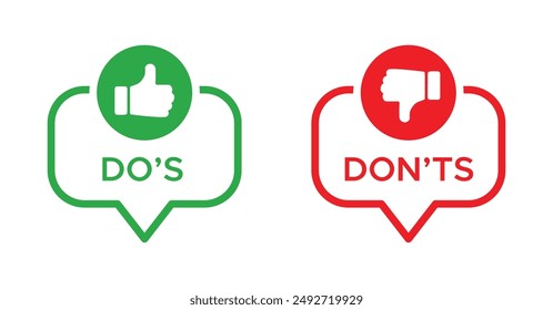 Do's and don'ts check mark vector icons