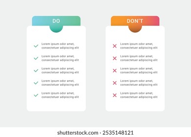 Do's and Don'ts comparison infographic template design