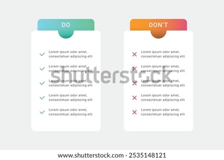 Do's and Don'ts comparison infographic template design