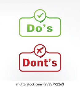 Do's and Don'ts good and bad icon check negative positive list true wrong like anf fail logo