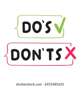 Do's and don'ts. Hand drawn vector design. Illustration on white background.