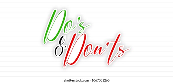 Do's and Don'ts handwritten lettering elements concept. Typography letters for correct and mistake.