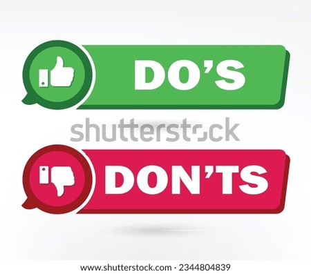 Do's Don'ts icon button. Do's and don'ts  label sticker icon illustration