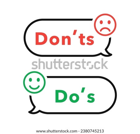 Do's and don'ts icon in flat style. Do and do not red and green icon. Good and bad icons positive and negative symbols. Green check mark and red cross icon. Vector illustration
