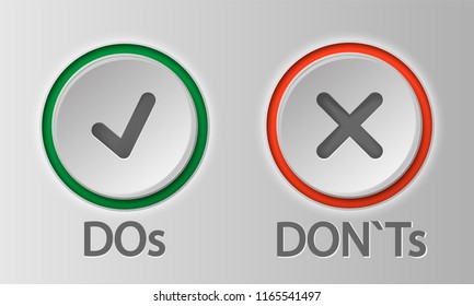 Do's and Don'ts icon isolated on white background. Vector illustration. Eps 10.