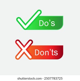 Do's and don'ts icon. Pros and cons Checklist. Positive and negative comparison. vector illustration