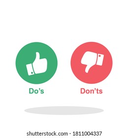 Do's and Don'ts icon in trendy flat style. Yes No symbol for your web site design, logo, app, UI Vector EPS 10. - 