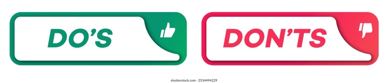 Dos and donts icons vector set color flat style