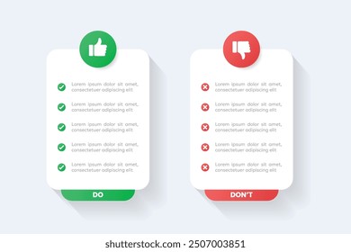 Dos and don'ts infographic. Comparison Infographic Design Template