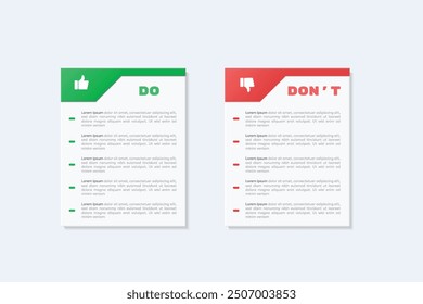 Dos and don'ts infographic. Comparison Infographic Design Template