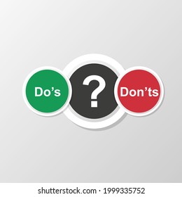 Do's and Don'ts information signs. Vector illustration in flat design