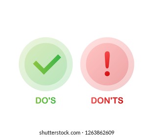 Do's and Don'ts like thumbs up or down. flat simple thumb up symbol minimal round logotype element set graphic design isolated on white. Vector stock illustration.