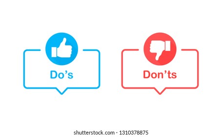 Dos and donts like thumbs up or down. Like or dislike. Vector illustration line icon.