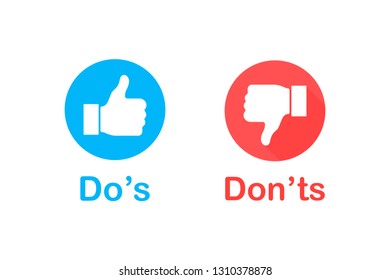 Dos and donts like thumbs up or down. Like or dislike. Vector illustration line icon.