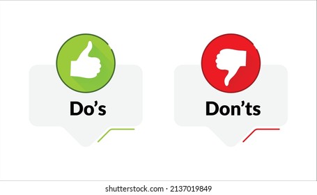 Dos Donts Like Thumbs Down Vector Stock Vector (royalty Free 