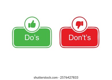 Dos and donts like thumbs up or down. Like or dislike index finger sign. Thumb up and thumb down sign