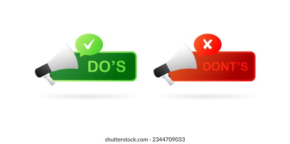 Do's and dont's plates. Flat, color. The plate is allowed. Sign prohibited. Vector illustration