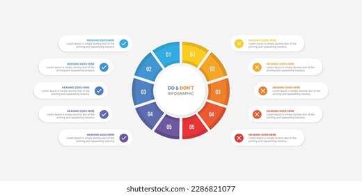 Dos and Don'ts, Pros and Cons, Vs, Versus Comparison Circle Infographic Design Template
