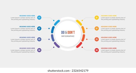 Dos and Don'ts, Pros and Cons, Vs, Versus Comparison Circle Infographic Design Template