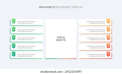 Plantilla de diseño infográfico Dos y Don, Pros y Cons, VS, frente a Comparación