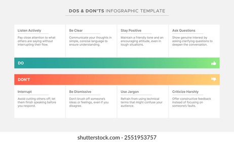 Dos e Don'ts, Prós e Contras, VS, Versus Comparação Infográfico Design Modelo