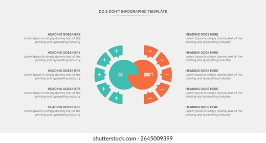 Dos and Don'ts, Pros and Cons, Vs, Versus Comparison Circle Infographic Design Template