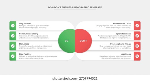 Dos and Don'ts, Pros and Cons, Vs, Versus Comparison Circle Infographic Design Template