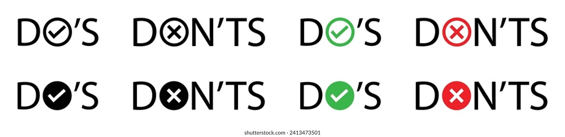 Do's and don'ts set icon, vector illustration