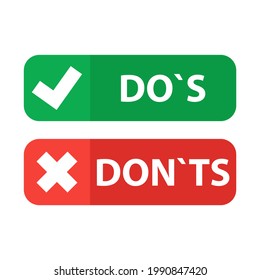 Do's and don'ts sign in flat style. Vector Illustration