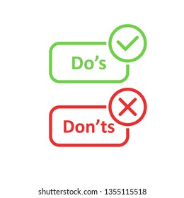 Do's and don'ts sign icon in flat style. Like, unlike vector illustration on white isolated background. Yes, no business concept.