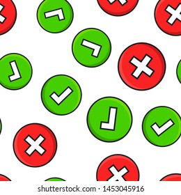 Do's and don'ts sign icon seamless pattern background. Like, unlike vector illustration on white isolated background. Yes, no business concept.