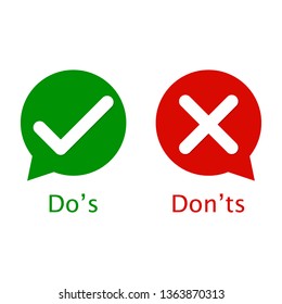 Do's don'ts signs. Vector illustration. Flat design for business financial marketing banking advertising web concept cartoon illustration. 