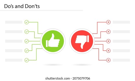 Do's and Don'ts slide template. Clipart image
