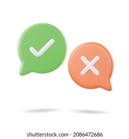 dos and donts speech bubble vector illustration, 3d check and cross on bubble speech, 