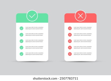 Do's and Don'ts template frame. Pros and cons Checklist.
Do and dont icon. vector illustration