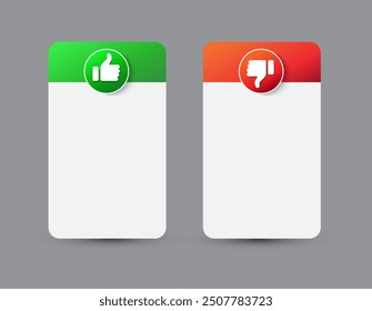 Dos and Don'ts template frame. Pros and cons Checklist. Like, dislike icon. thumbs up icon. vector illustration