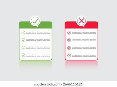 Do's and Don'ts template frame. Pros and cons Checklist.