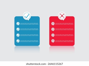 Do's and Don'ts template frame. Pros and cons Checklist.