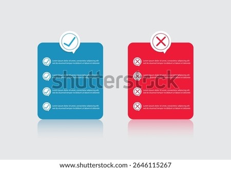 Do's and Don'ts template frame. Pros and cons Checklist.