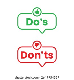 do's and don'ts text inside a speech bubble vectors templates with thumbs up  thumbs down icons transparent PNG