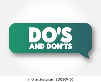 Do's And Don'ts text message bubble, concept background