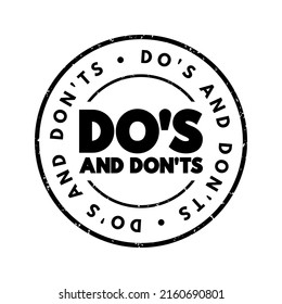 Do's And Don'ts text stamp, concept background