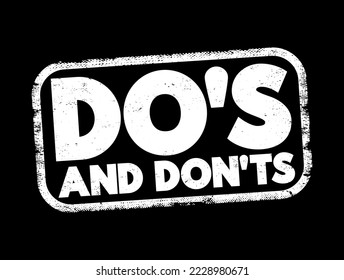 Do's And Don'ts text stamp, concept background