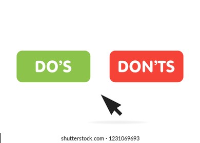 Dos and Don`ts, Vector icon with computer mouse cursor.